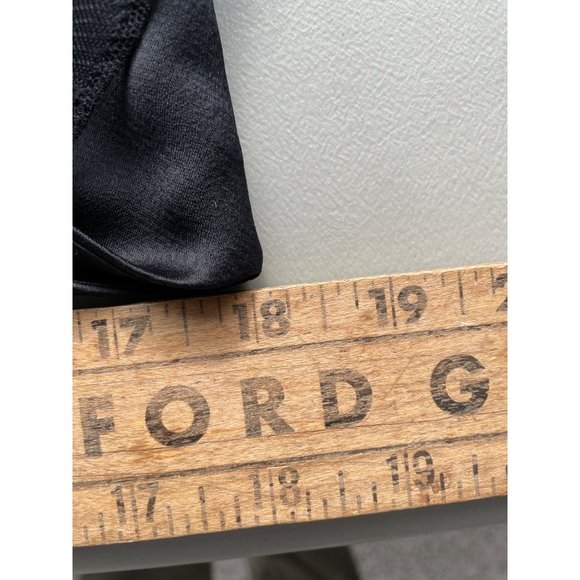 Parker Quinn Cold Shoulder Dress Black Ruffle Hem Mesh Bodice Sheath Womens S - Picture 7 of 8